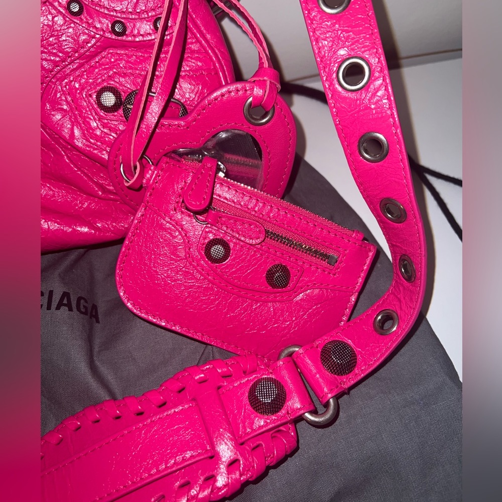 Balenciaga Le Cagole XS Shoulder Bag Purse Extra Small Pink Leather w/ Dust Bag - Picture 4 of 16